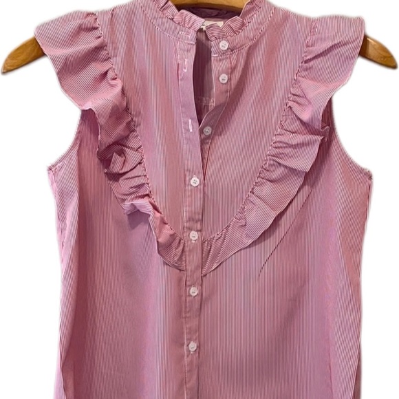 love J Tops - Love J Red Stripped Blouse Medium Ruffle